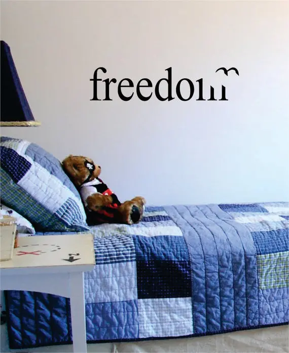 Freedom With Bird Design Small Quote Decal Sticker Wall Vinyl Decor Art 1