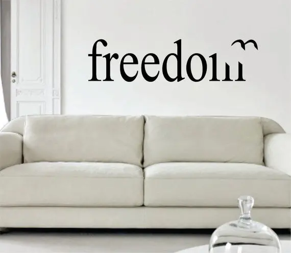 Freedom With Bird Large Quote Decal Sticker Wall Vinyl Decor Art 1
