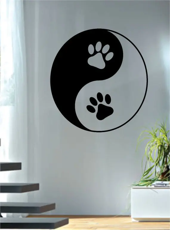Paw Prints Yin Yang Design Animal Decal Sticker Wall Vinyl Decor Art 1