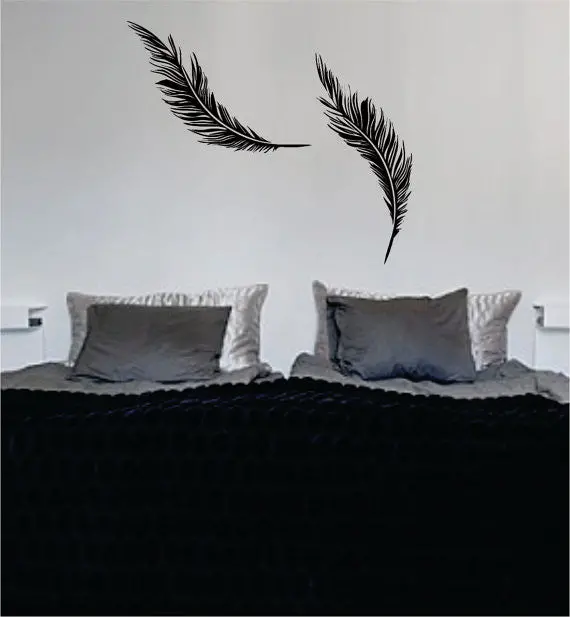 Two Feathers Design Animal Decal Sticker Wall Vinyl Decor Art 1