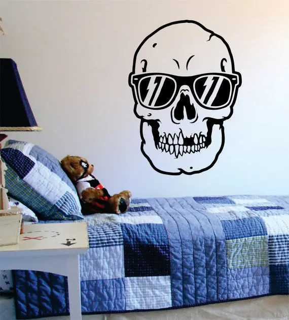 Skull With Sunglasses Art Decal Sticker Wall Vinyl 1