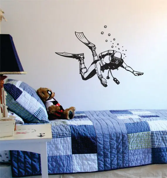 Scuba Diver Version 1 Beach Ocean Design Decal Sticker Wall Vinyl Decor Art 1