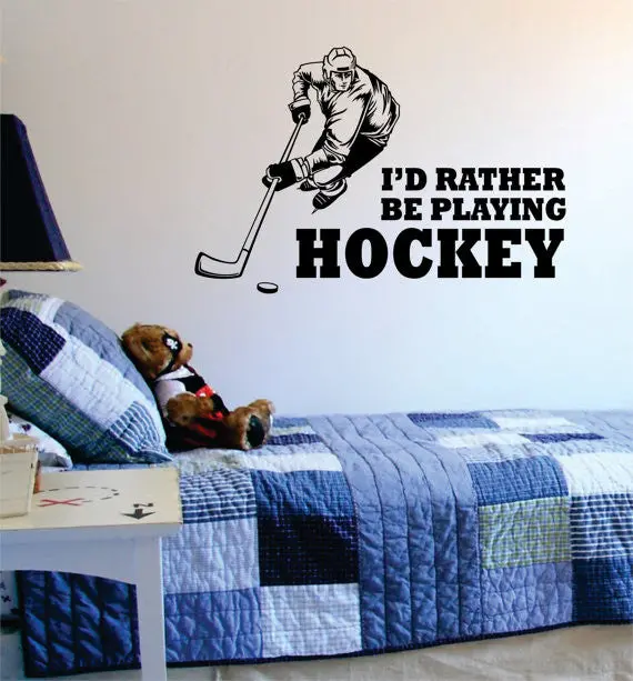 Id Rather Be Playing Hockey Design Sports Decal Sticker Wall Vinyl 1