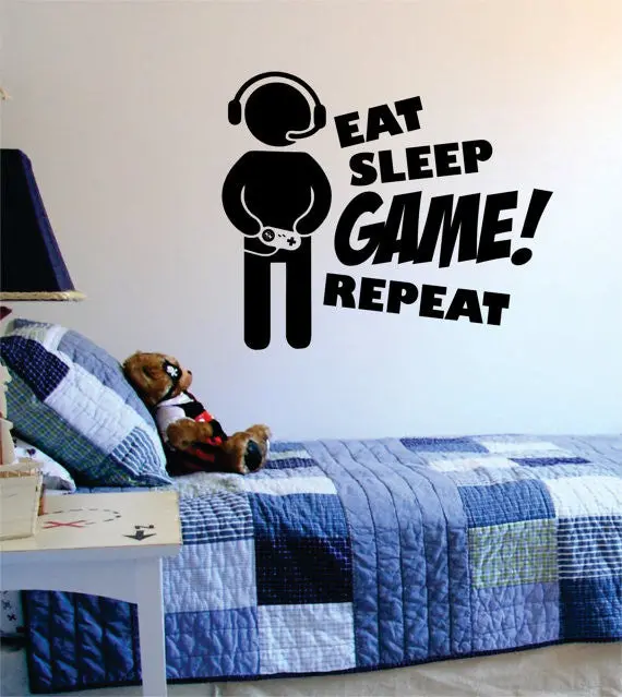 Eat Sleep Game Repeat Version 2 Gamer Decal Sticker Wall Vinyl Art Decor 1