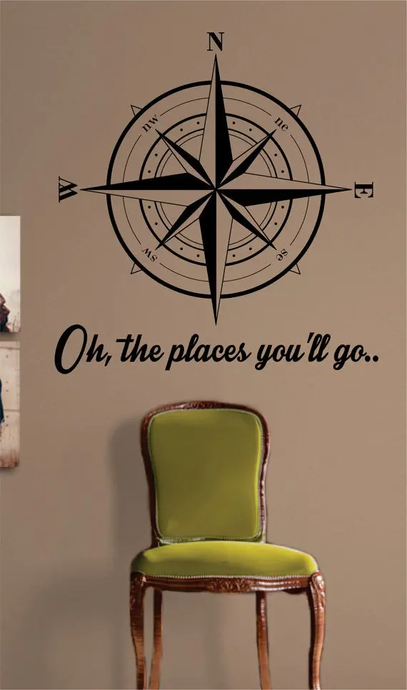Compass Rose Oh The Places Youll Go Nautical Decal Sticker Wall Vinyl Art 1