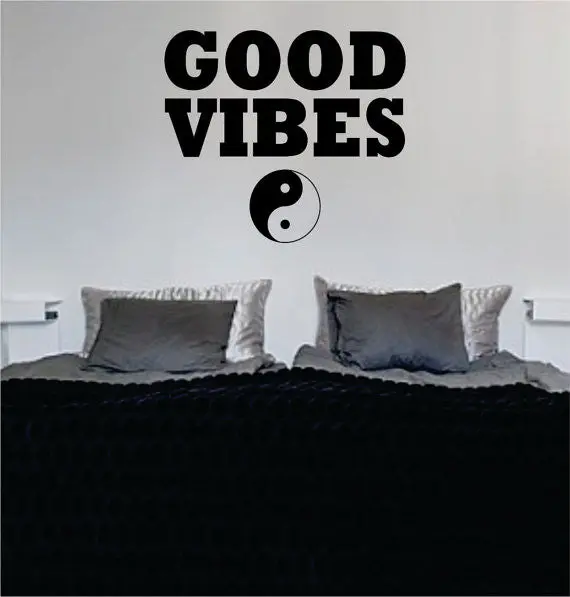 Good Vibes Yin Yang Version 4 Design Quote Decal Sticker Wall Vinyl 1