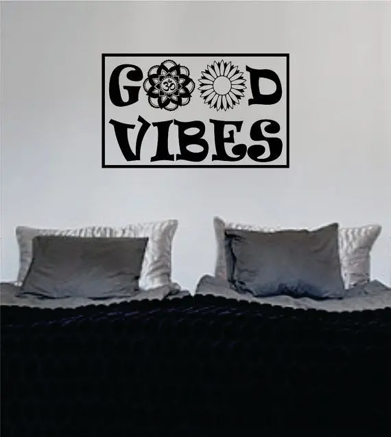 Good Vibes Mandala Flower Version 7 Square Design Quote Decal Sticker Wall Vinyl 1