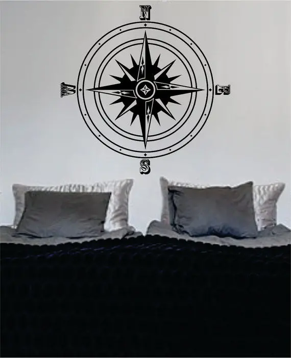 Compass Rose Version 2 Nautical Decal Sticker Wall Vinyl Art 1