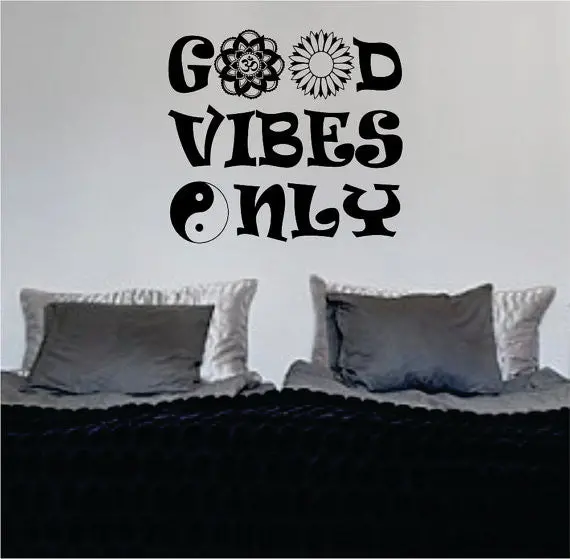 Good Vibes Mandala Flower Version 6 Design Quote Decal Sticker Wall Vinyl 1