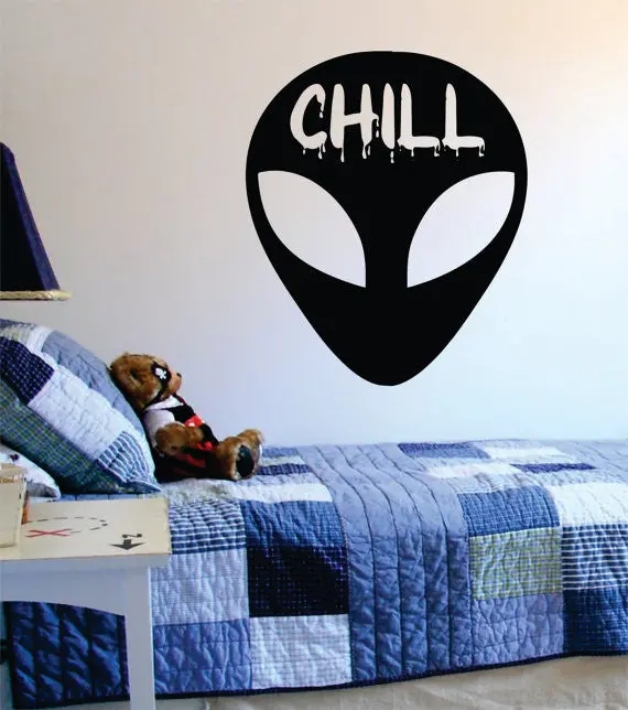 Alien Chill Head Design Outer Space Decal Sticker Wall Vinyl Art Home Room Decor 1