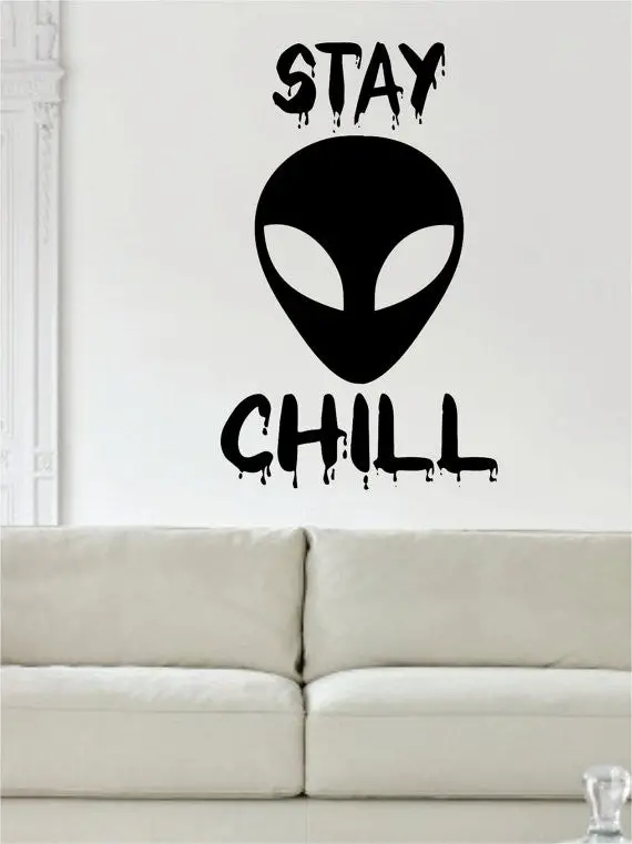 Alien Stay Chill Design Outer Space Decal Sticker Wall Vinyl Art Home Room Decor 1