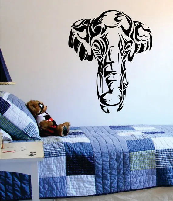 Beautiful Elephant Face Tribal Animal Design Decal Sticker Wall Vinyl Art Decor Home 1