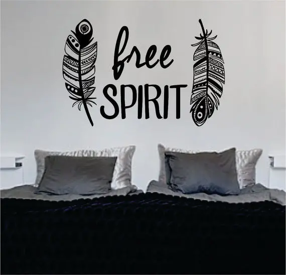 Feathers Free Spirit Design Quote Decal Sticker Wall Vinyl Decor Art 1