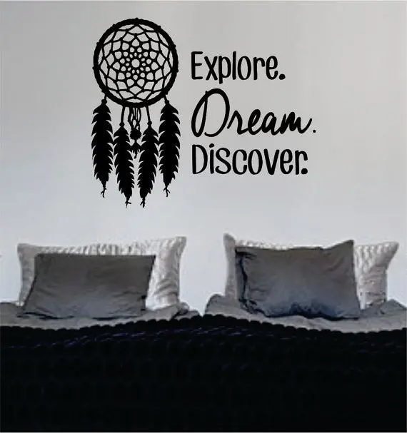 Dreamcatcher Explore Dream Discover Quote Decal Sticker Wall Vinyl Decor Art 1