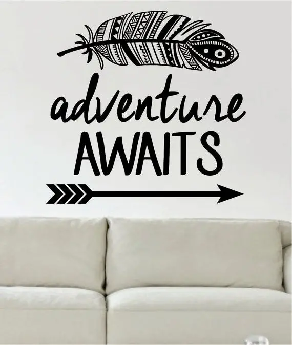 Adventure Awaits Version 1 Mountains Arrow Design Decal Sticker Wall Vinyl Art Decor Travel 1