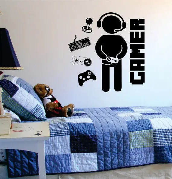 Gamer With Controller Version 2 Decal Sticker Wall Vinyl Art Decor 1