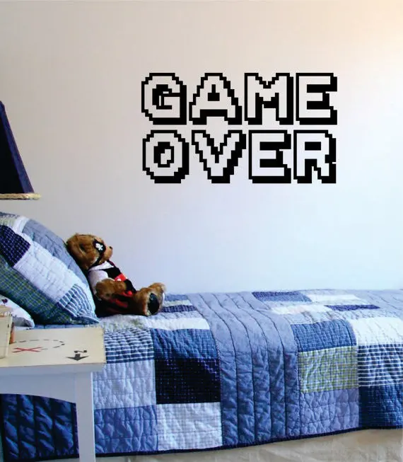 Game Over Gamer Quote Decal Sticker Wall Vinyl Art Decor 1