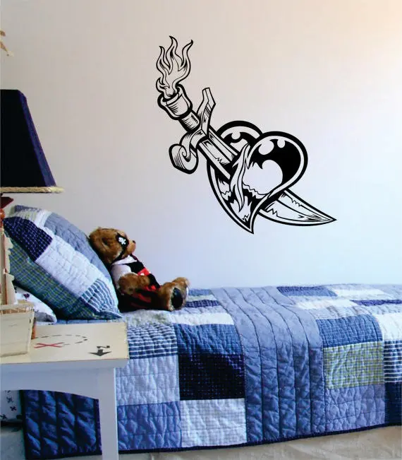 Sword Going Through Heart Tattoo Design Decal Sticker Wall Vinyl Decor Art 1