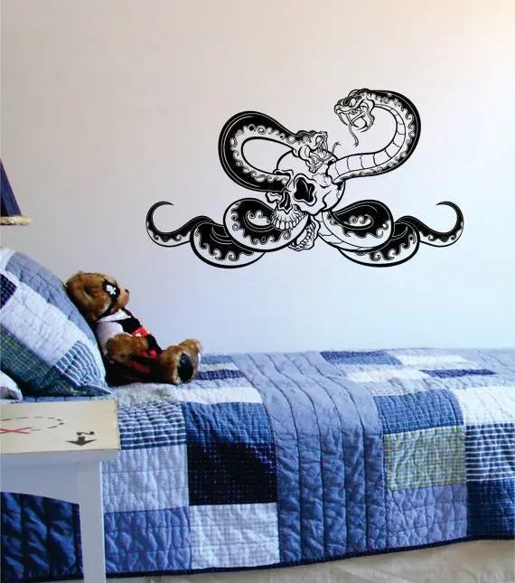 Skull And Snakes Version 2 Decal Sticker Wall Vinyl Art Teen Boy Kid Animal Decor 1