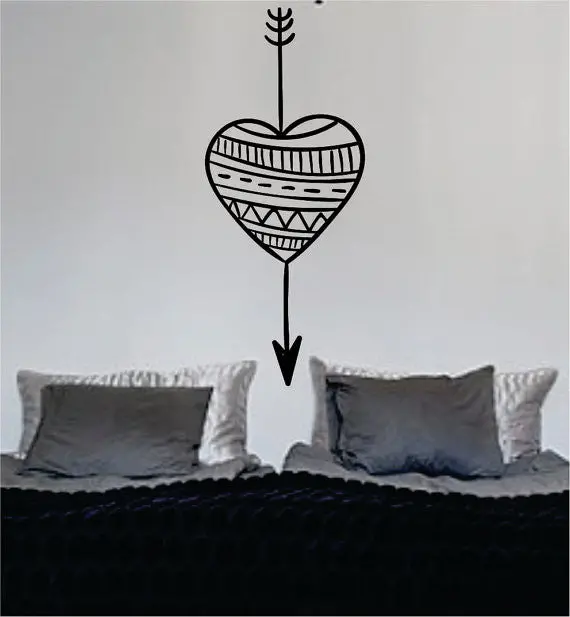 Heart Design With Arrow Design Decal Sticker Wall Vinyl Decor Art 1