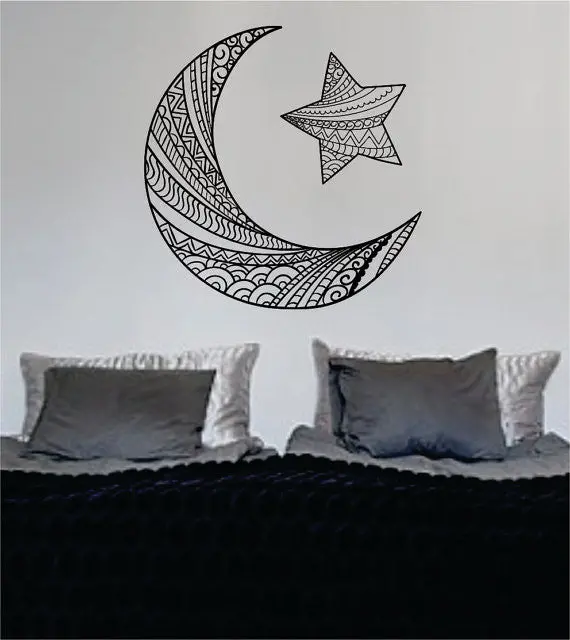 Moon And Star Version 2 Design Outer Space Decal Sticker Wall Vinyl Art Home Room Decor 1