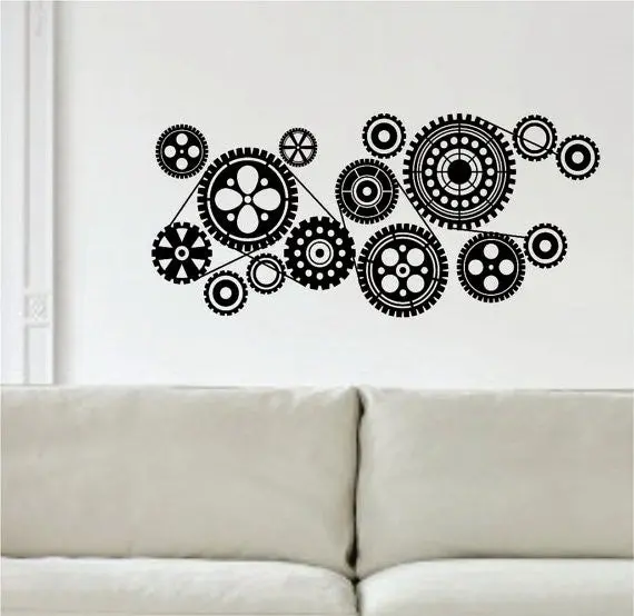 Gears Version 4 Machine Steampunk Design Decal Sticker Wall Vinyl Decor Art 1