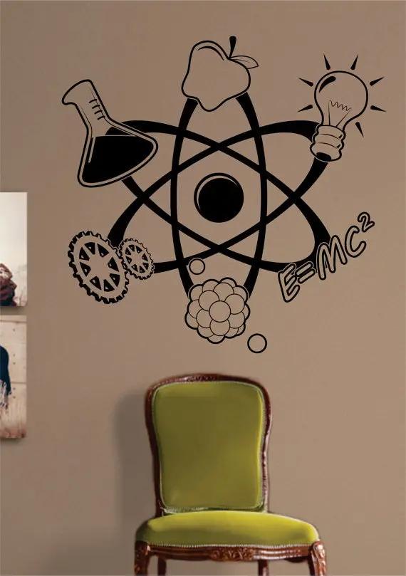 Science Atom Design Decal Sticker Wall Vinyl Art Home Room Decor Teacher School Educational Classroom 1