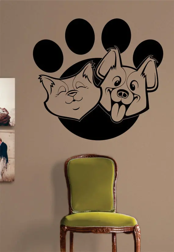 Cat And Dog Paw Print Design Animal Decal Sticker Wall Vinyl Decor Art 1