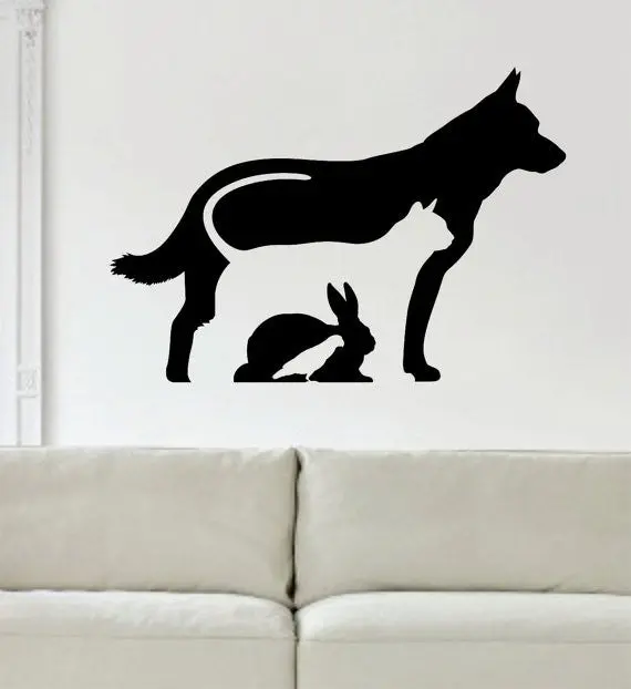 Dog Cat Rabbit Bird Silhouette Design Animal Decal Sticker Wall Vinyl Decor Art 1