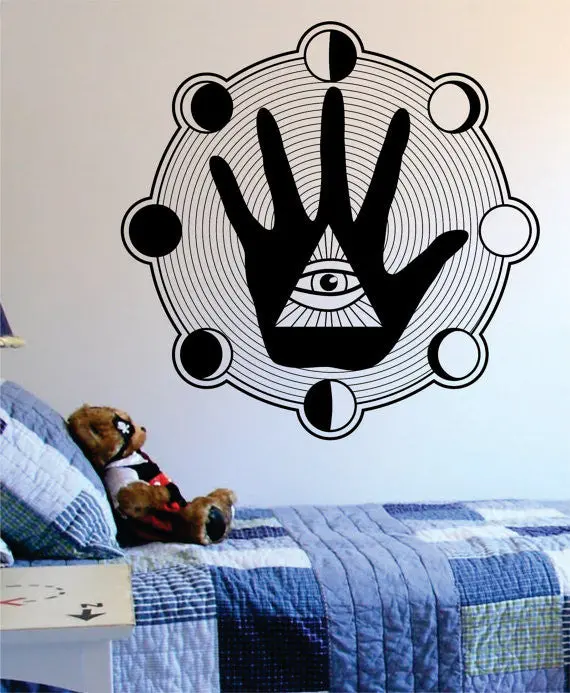 All Seeing Eye Hand Moon Phases Illuminati Design Decal Sticker Wall Vinyl Decor Art 1