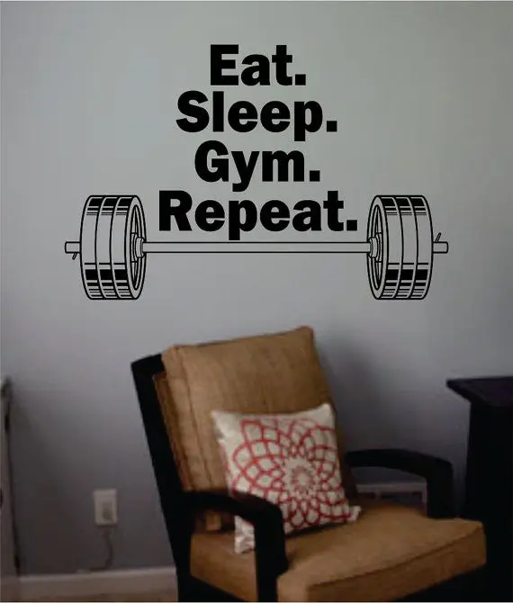 Eat Sleep Gym Repeat Quote Fitness Design Decal Sticker Wall Vinyl Art Home Room Decor 1