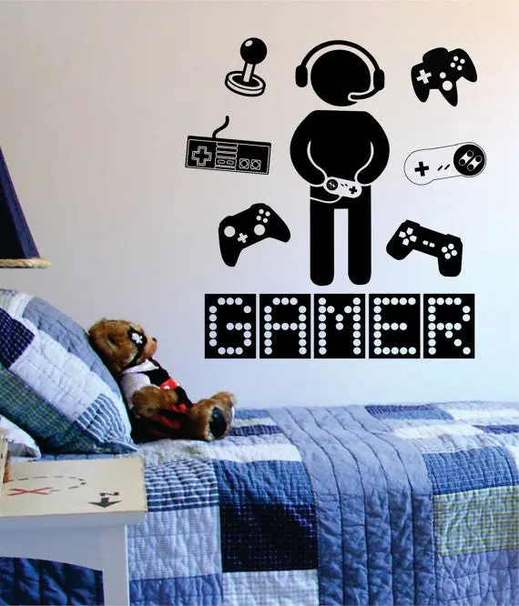 Gamer With Controller Version 3 Quote Decal Sticker Wall Vinyl Art Decor 1