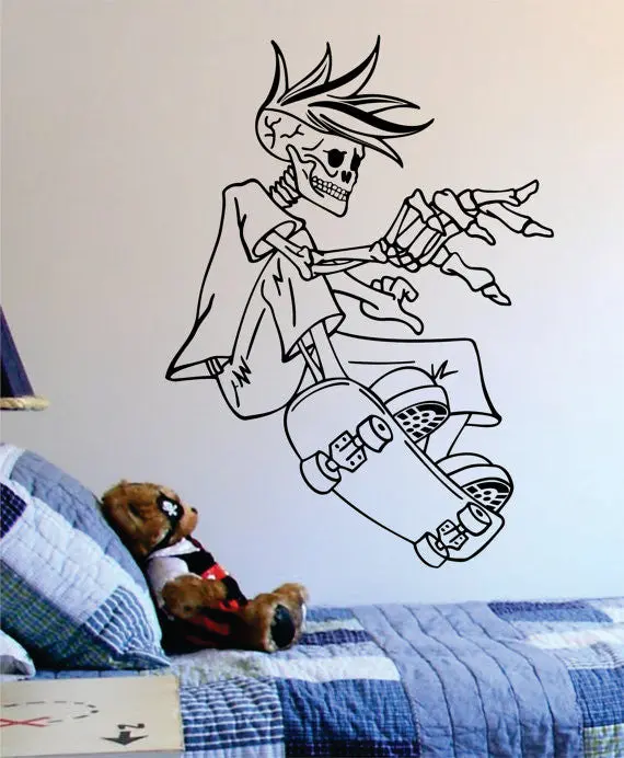 Skeleton Skater Skate Design Sports Decal Sticker Wall Vinyl 1