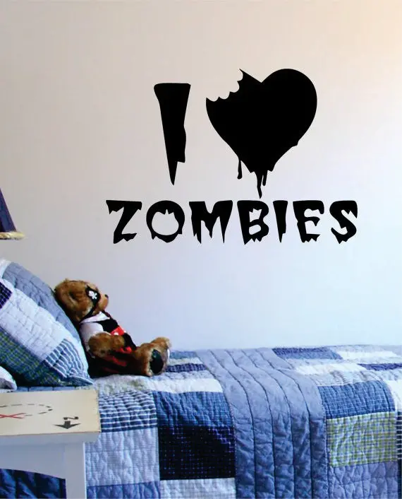 I Love Zombies Design Decal Sticker Wall Vinyl Art Home Room Decor 1