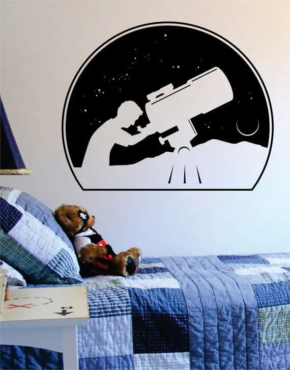 Astronomer Space Moon Stars Scene Decal Sticker Wall Vinyl Art Home Room Decor 1