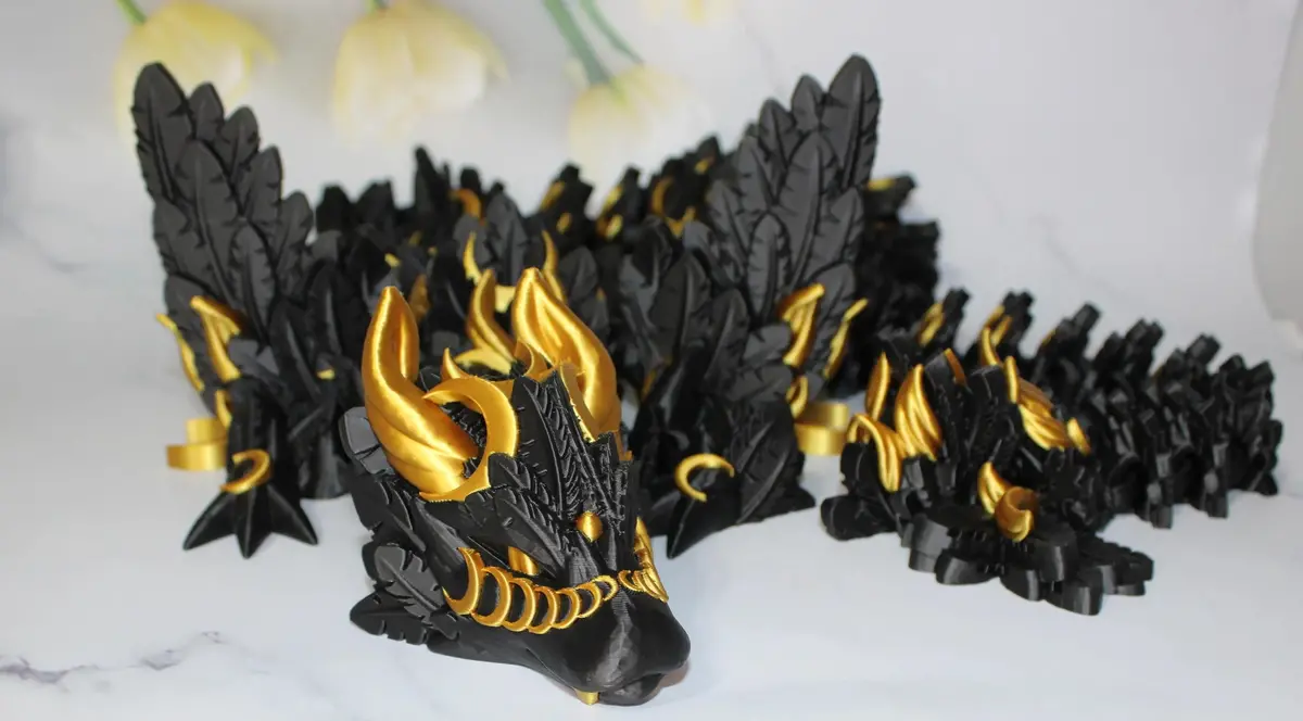 Lunar Dragon: 3D Printed Articulated Fidget Toy 1