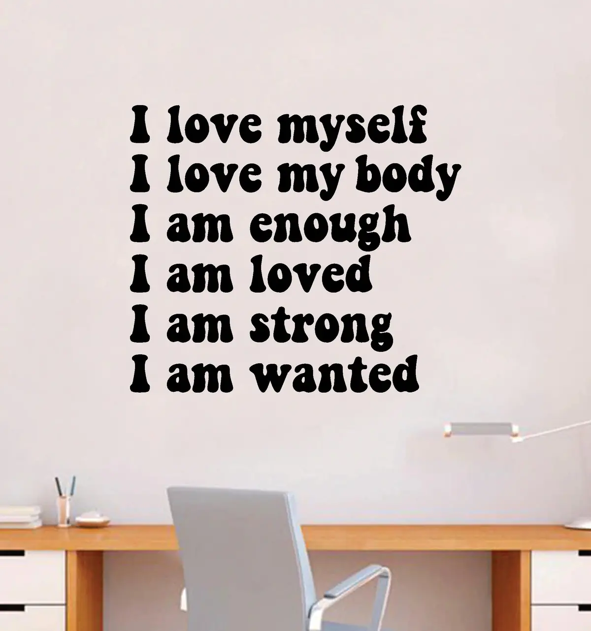 I Love Myself Quote Wall Decal Sticker Bedroom Room Art Vinyl Inspirational Motivational Kids Teen Baby Nursery School Girls Positive Affirmations Self Love Mental Health Aesthetic 1
