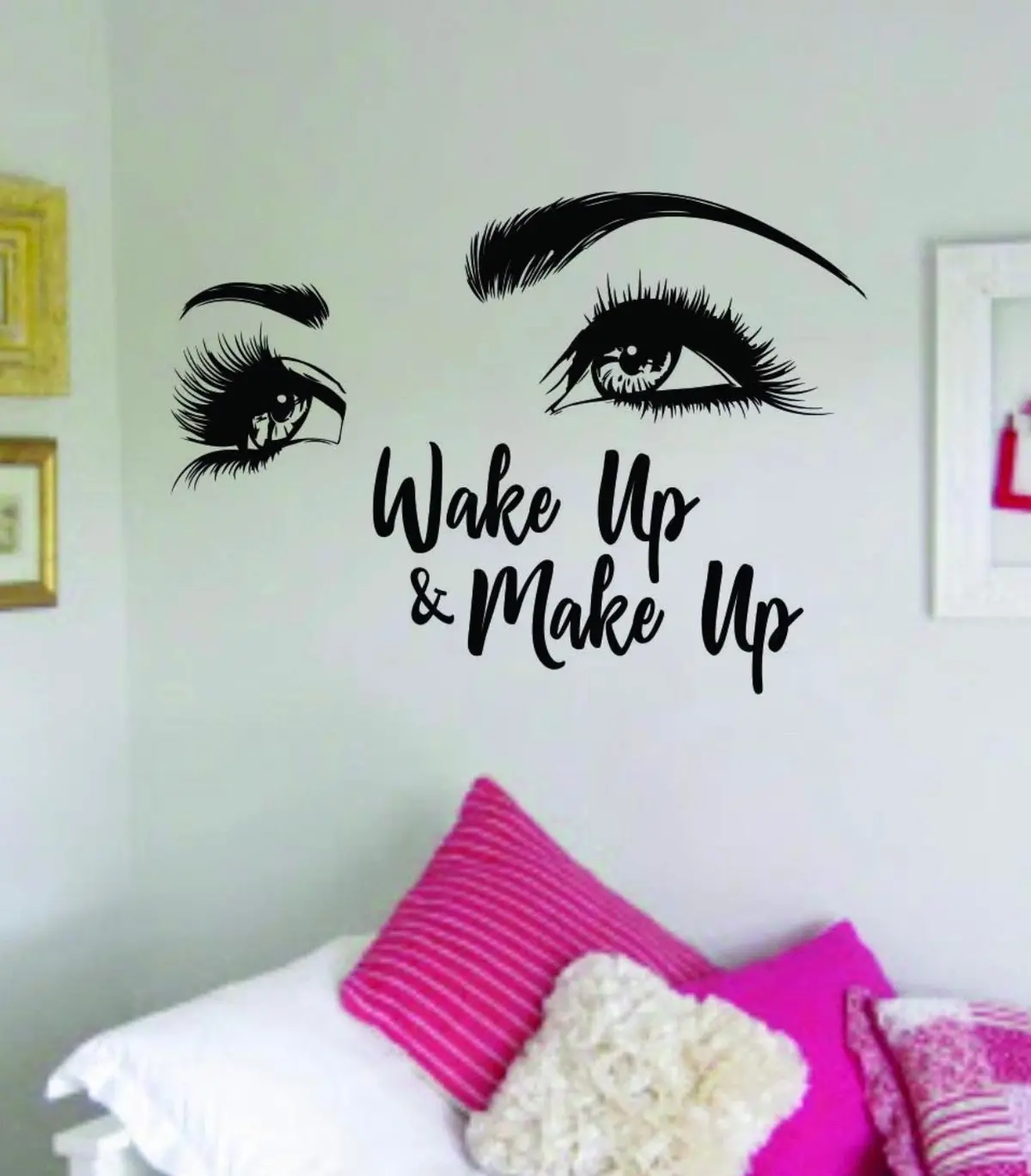 Wake Up And Make Up V7 Decal Sticker Wall Vinyl Decor Art Eyebrows Beauty Salon Mua Lashes Girls 1