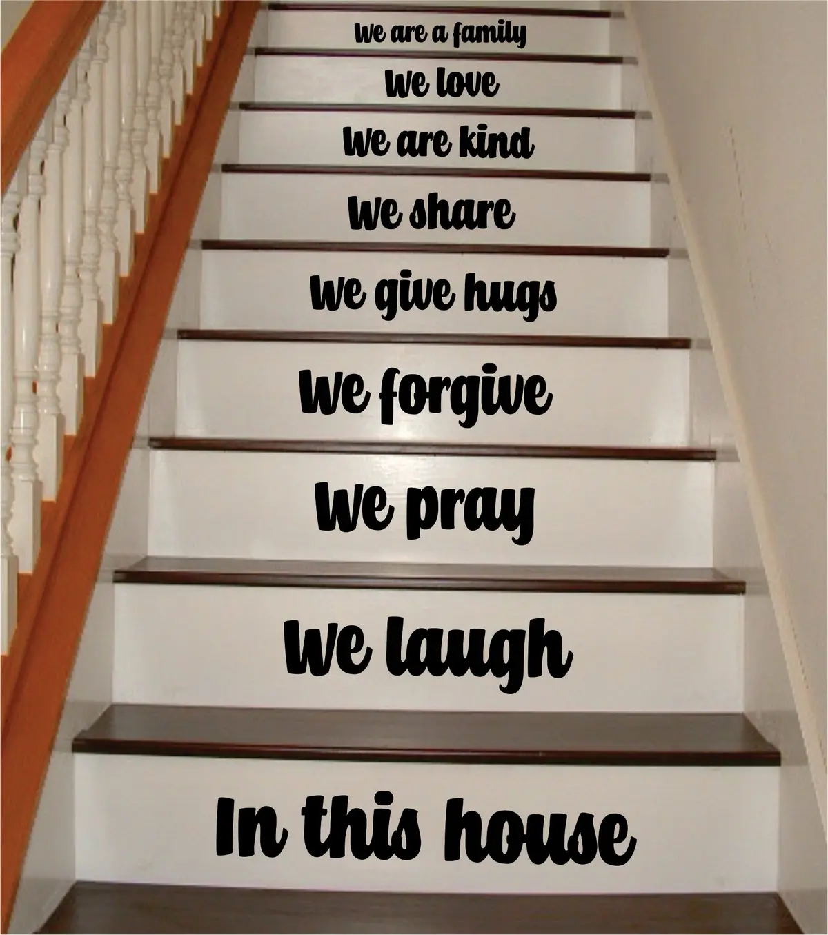 In This House Stairs V6 Quote Wall Decal Sticker Room Art Vinyl Family Happy Home House Staircase Dream Inspirational Love 1