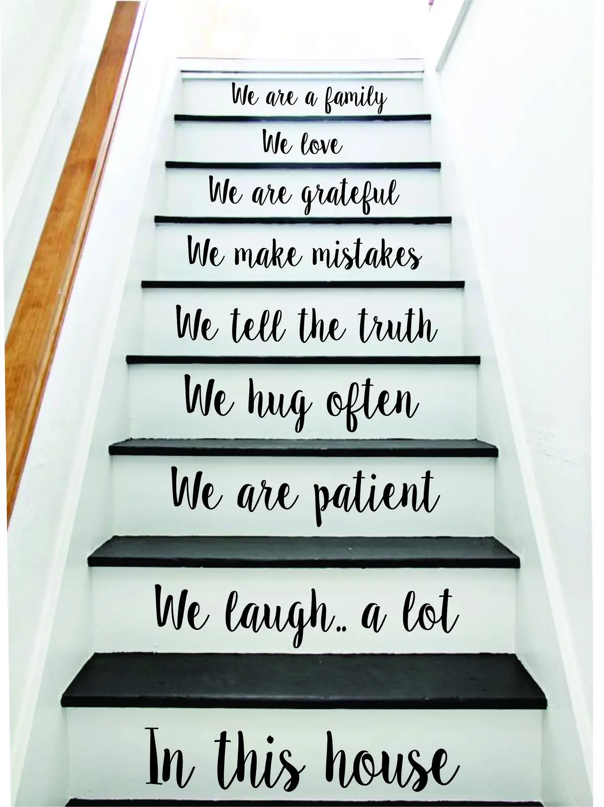 In This House Stairs V4 Quote Wall Decal Sticker Room Art Vinyl Joy Peace Happy Family Home House Staircase Love Beautiful Inspirational 1