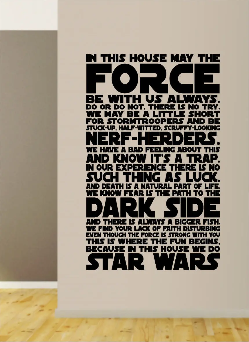 In This House Star Wars Quote Decal Sticker Wall Vinyl Decor Art Movies Family Home Rules Cute Funny Force Yoda Luke Skywalker 1