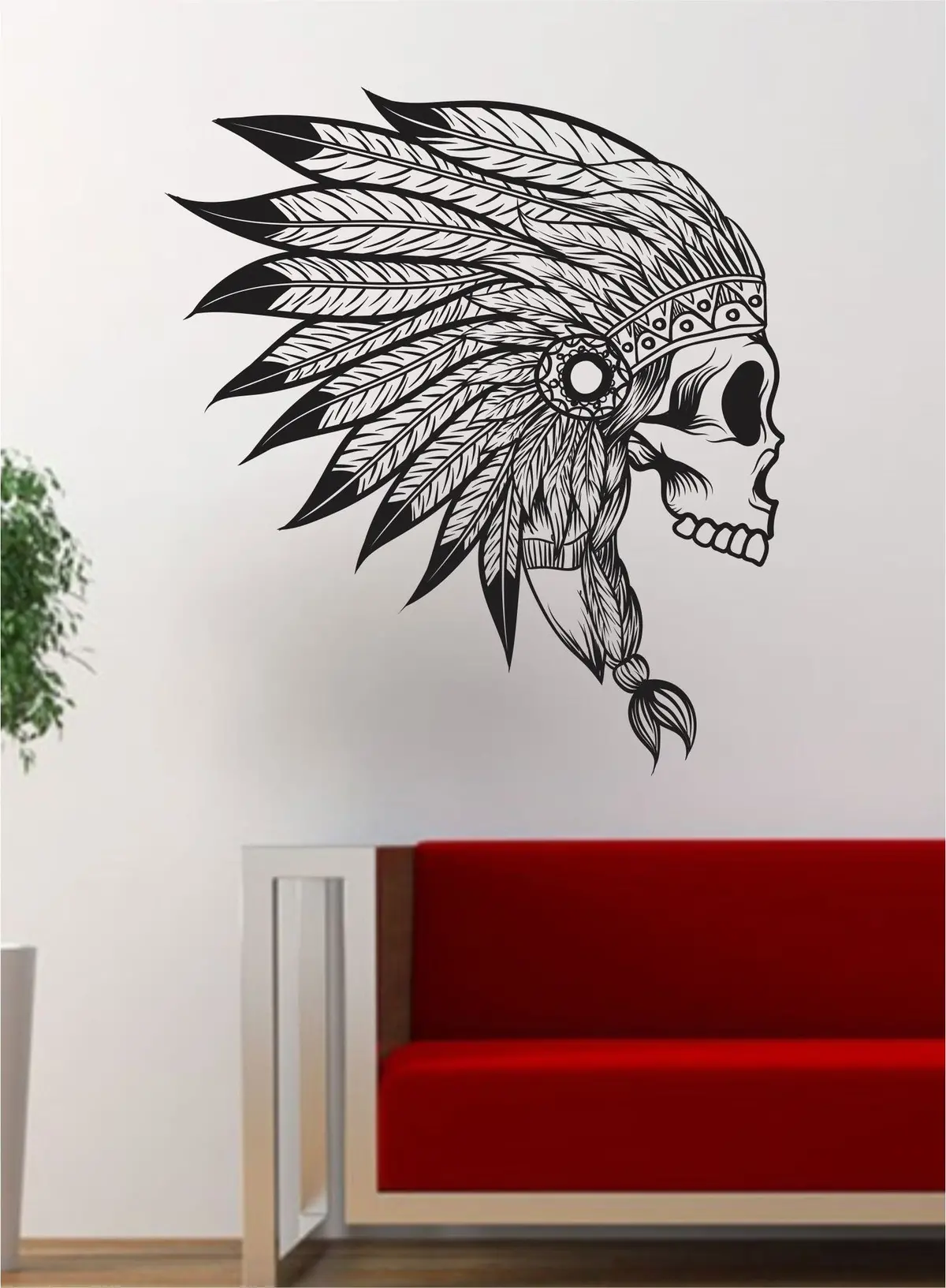 Indian Chief Skull Version 2  Art Decal Sticker Wall Vinyl Decor Home Wall 1