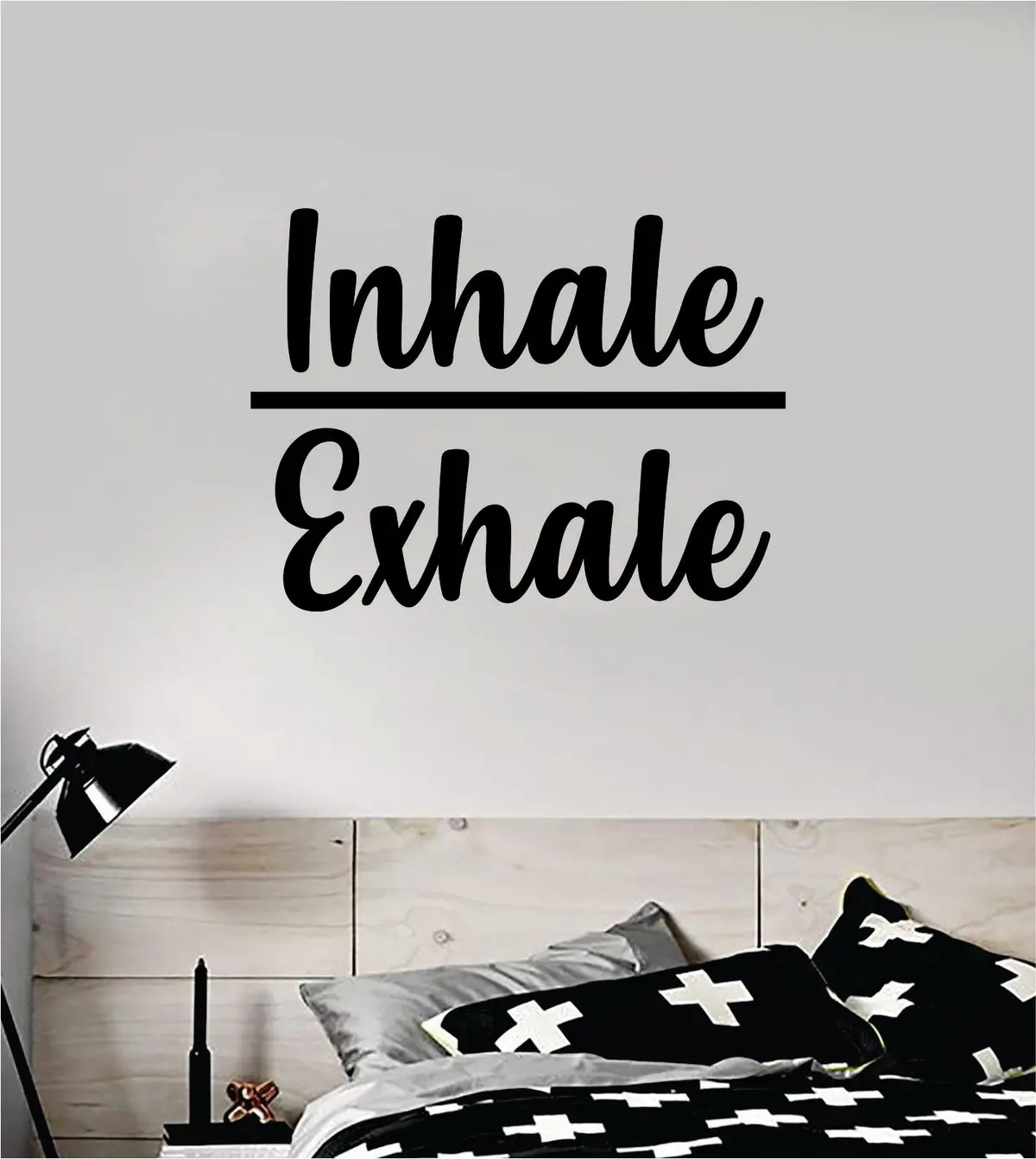 Inhale Exhale V2 Quote Decal Sticker Wall Vinyl Art Decor Room Teen Kids Namaste Yoga Om Meditate Zen Buddha Relax Breathe 1