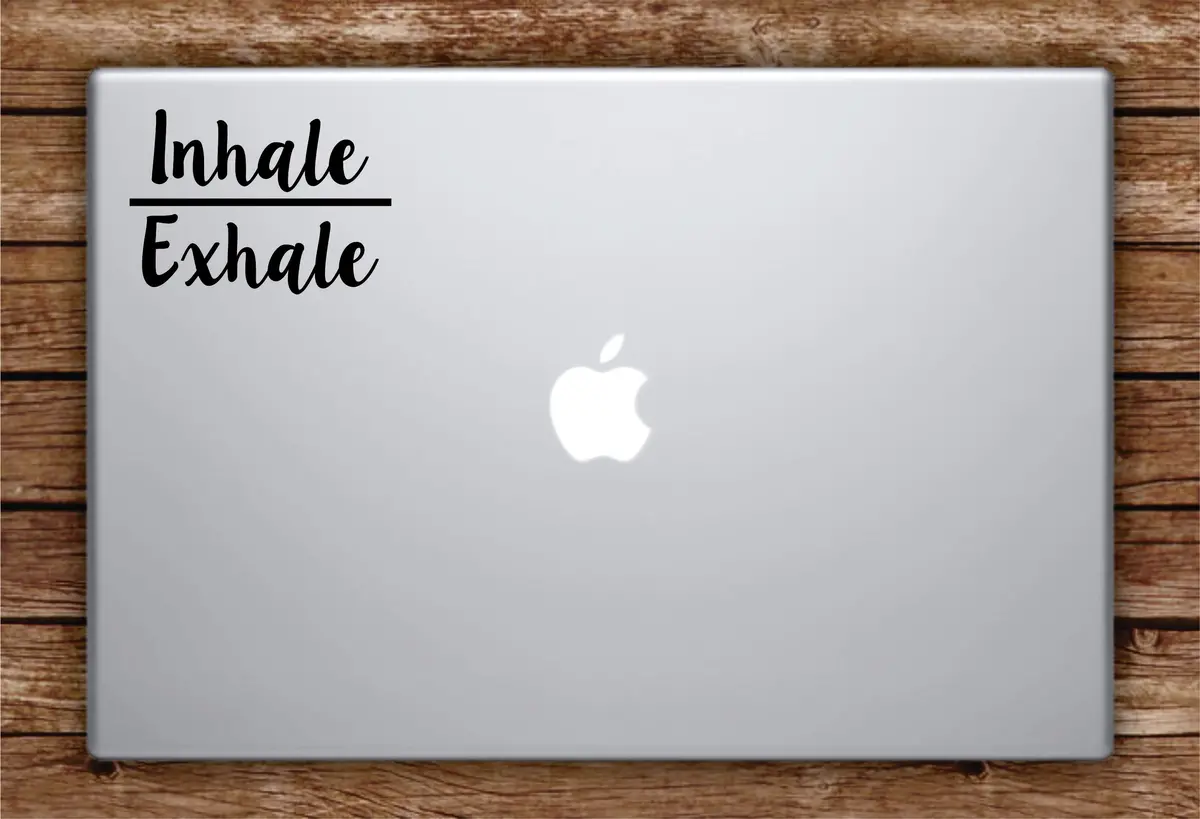 Inhale Exhale Laptop Decal Sticker Vinyl Art Quote Macbook Apple Decor Mandala Namaste Om Meditate Zen Buddha Yoga Breathe Relax 1
