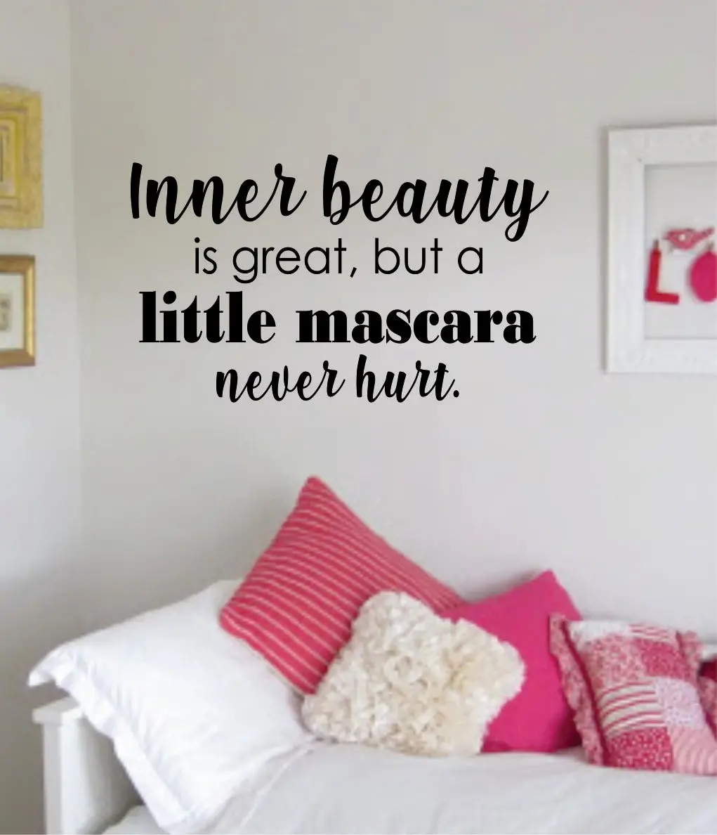 Inner Beuaty Mascara Quote Wall Decal Sticker Bedroom Room Art Vinyl Home Decor Inspirational Girls Make Up Teen Beauty 1