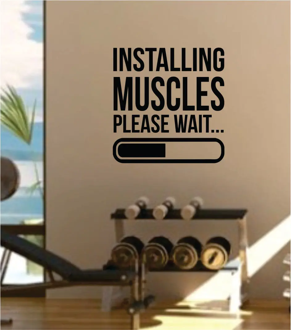 Installing Muscles V2 Gym Fitness Quote Weights Health Design Decal Sticker Wall Vinyl Art Decor Home Lift 1