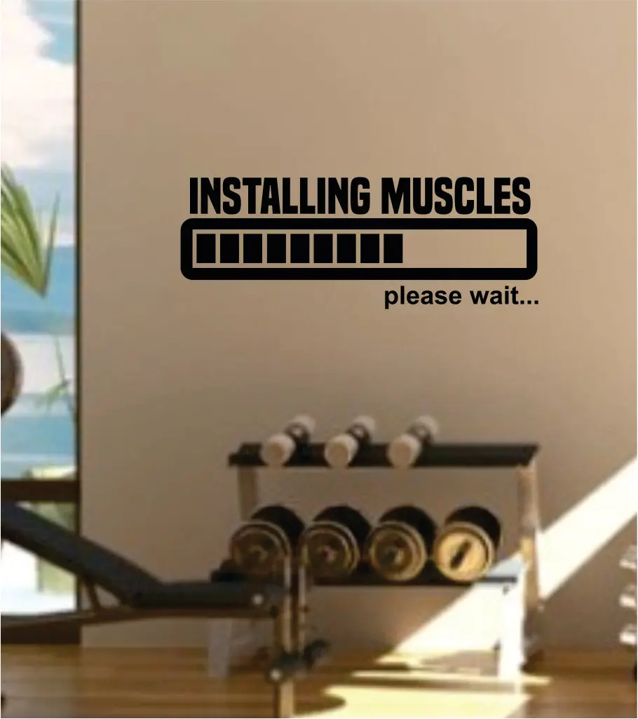 Installing Muscles Gym Fitness Quote Weights Health Design Decal Sticker Wall Vinyl Art Decor Home Lift 1