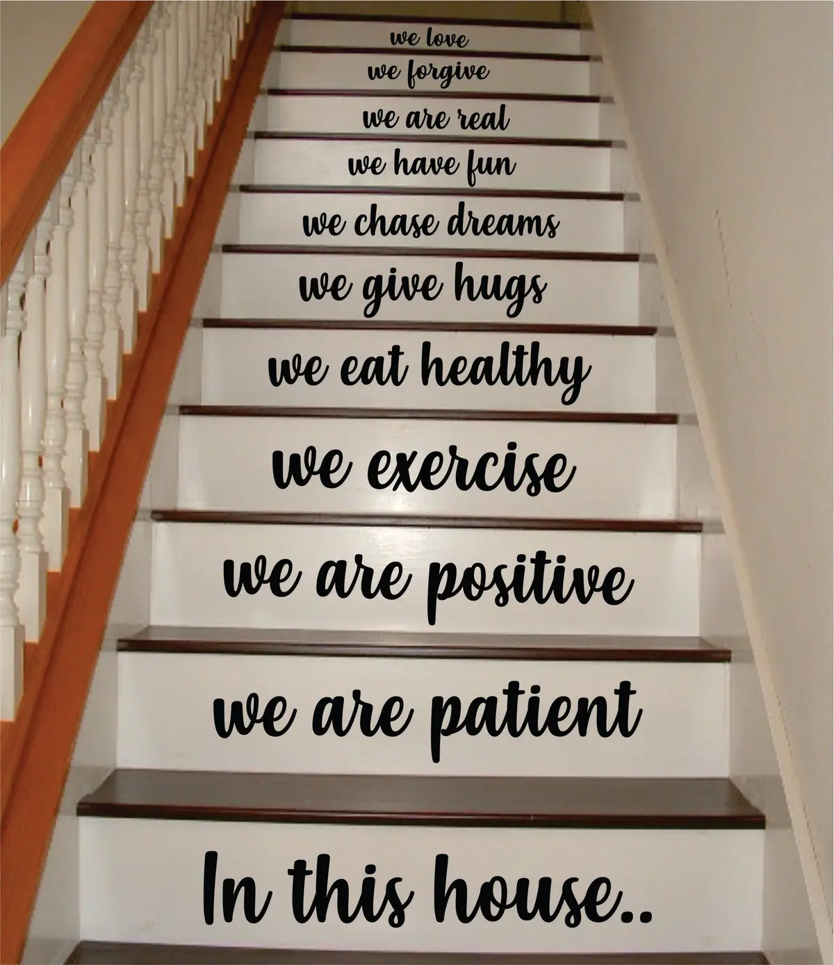 In This House Stairs V7 Quote Wall Decal Sticker Room Art Vinyl Family Happy Home Decor House Staircase Dream Inspirational Love 1