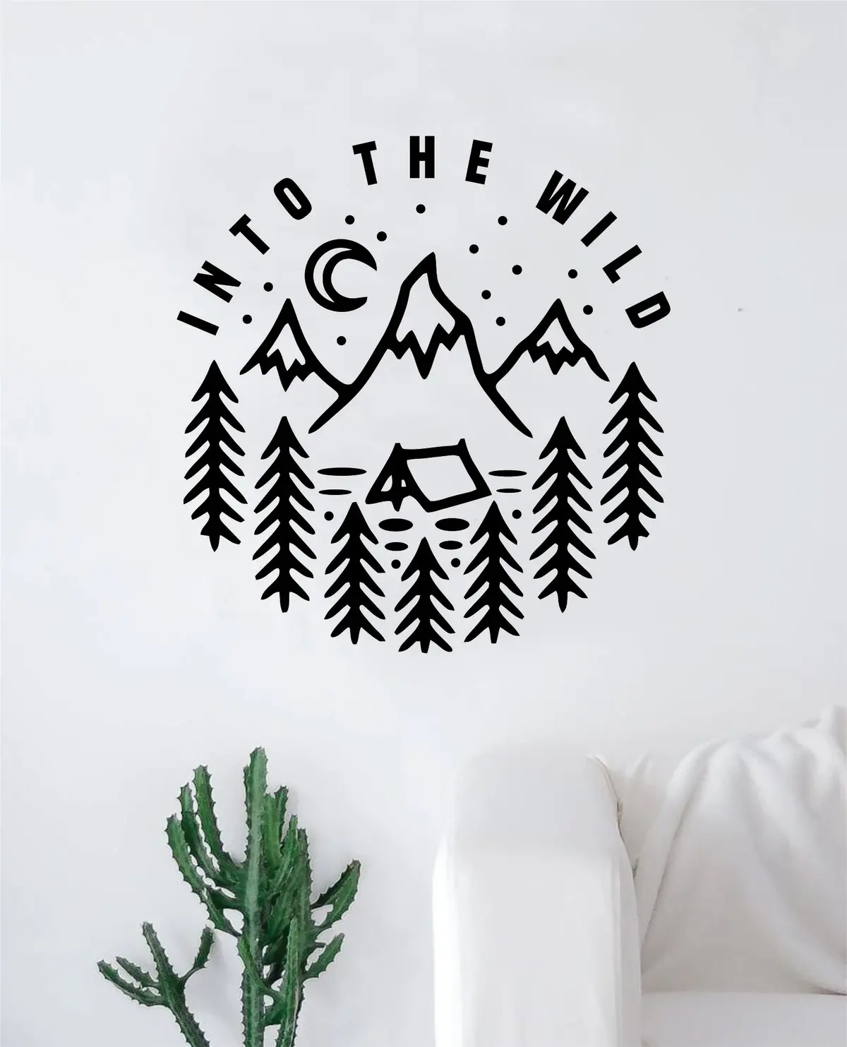 Into The Wild Decal Sticker Wall Vinyl Art Wall Bedroom Room Home Decor Teen Kids Baby Nursery Adventure Explore Mountains Moon 1