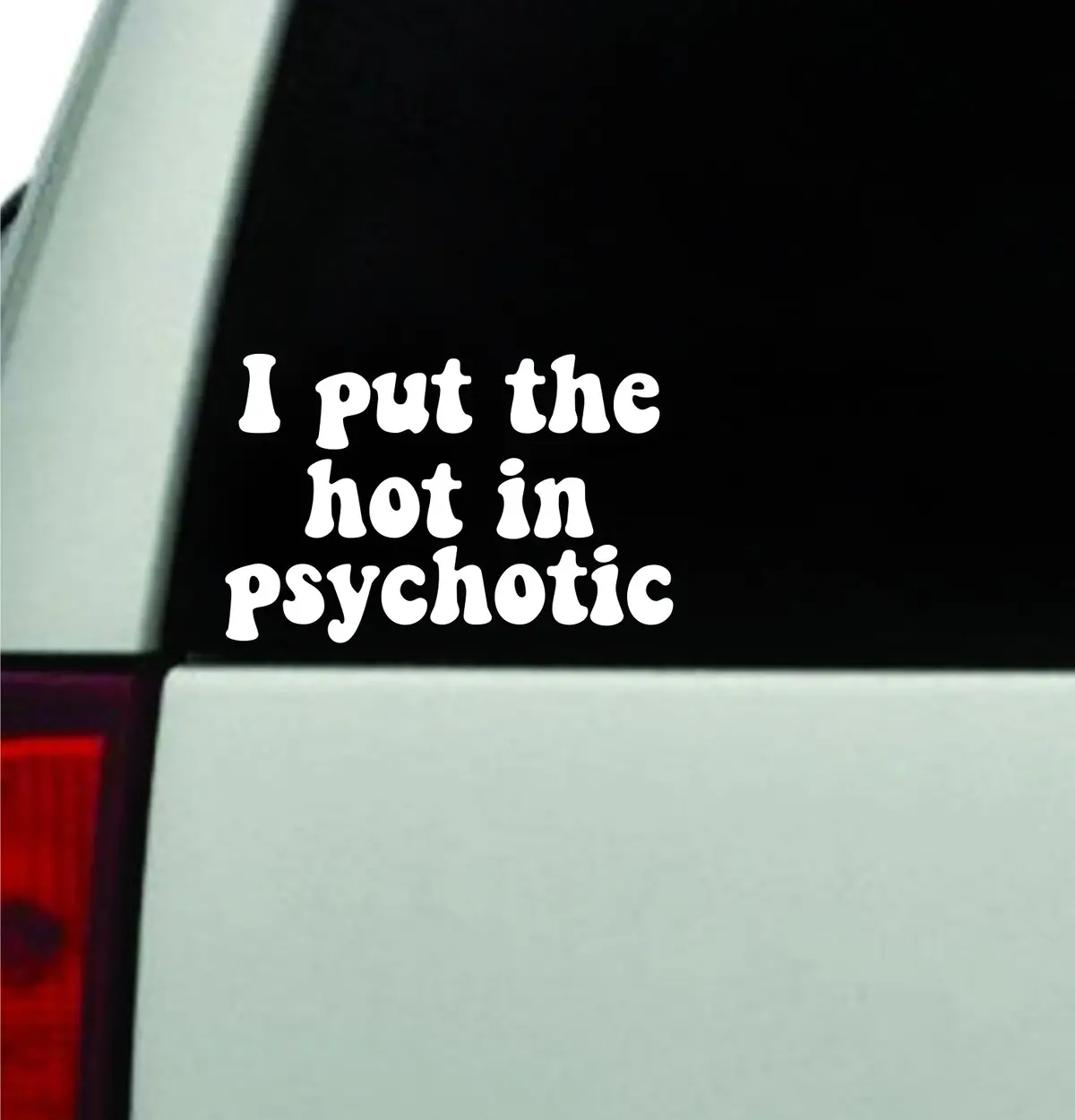 I Put The Hot In Psychotic Car Decal Truck Window Windshield Rearview Jdm Bumper Sticker Vinyl Quote Boy Funny Girls Mom Milf Women Trendy Aesthetic Bestie 1